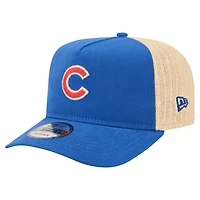 New Era Natural Chicago Cubs Grained 9FIFTY A-Frame Trucker Adjustable Hat