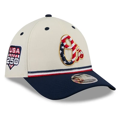 New Era Navy Baltimore Orioles USA 250 Fourth of July 39THIRTY M-Crown Flex Hat