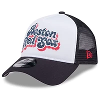 New Era Navy Boston Red Sox Throwback Team Foam Front A-Frame Trucker 9FORTY Adjustable Hat