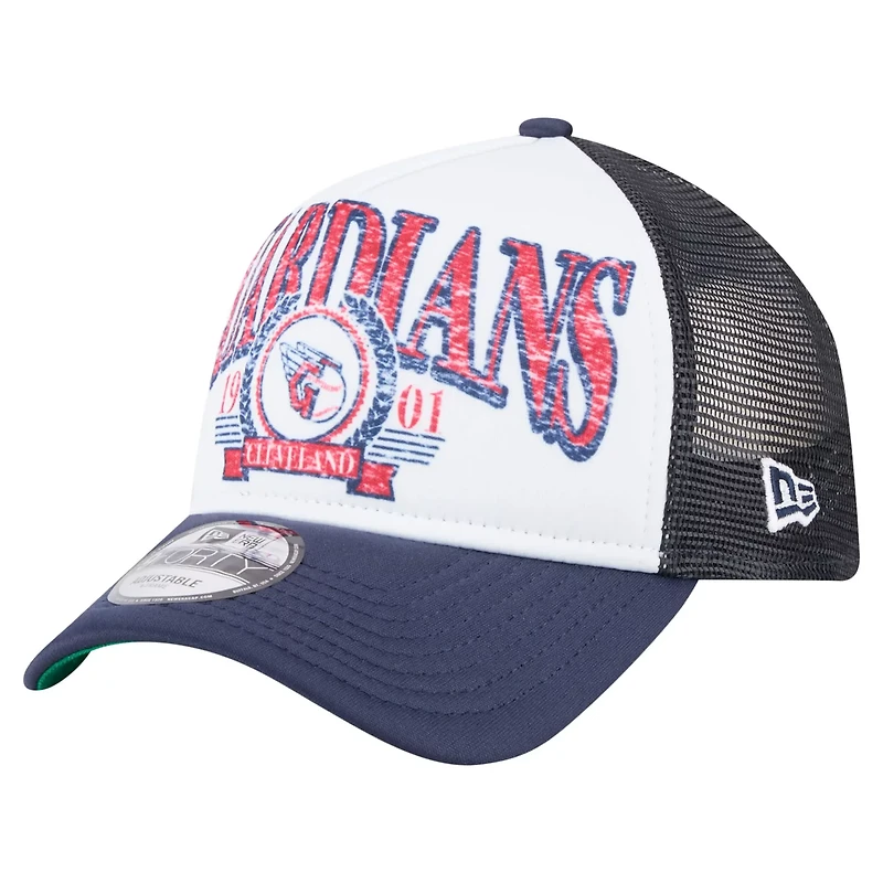 New Era Navy Cleveland Guardians Distressed 9FORTY A-Frame Adjustable Trucker Hat