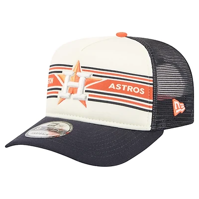 New Era Navy Houston Astros Banner A-Frame 9FIFTY Trucker Snapback Hat