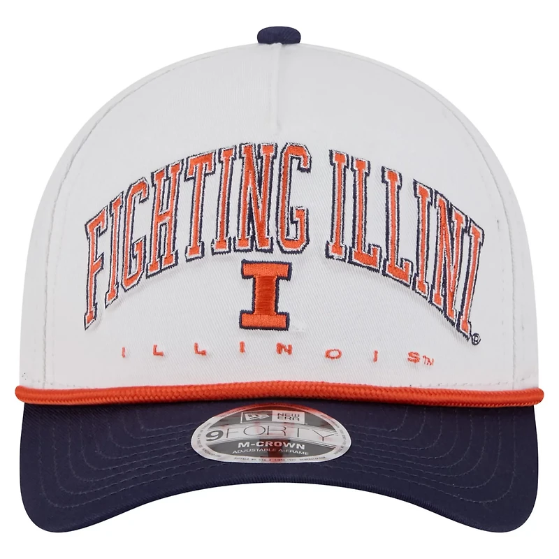 New Era Navy Illinois Fighting Illini Arch Two-Tone Rope 9FORTY A-Frame M-Crown Adjustable Hat