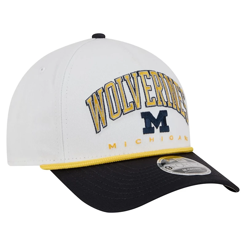 New Era Navy Michigan Wolverines Arch Two-Tone Rope 9FORTY A-Frame M-Crown Adjustable Hat