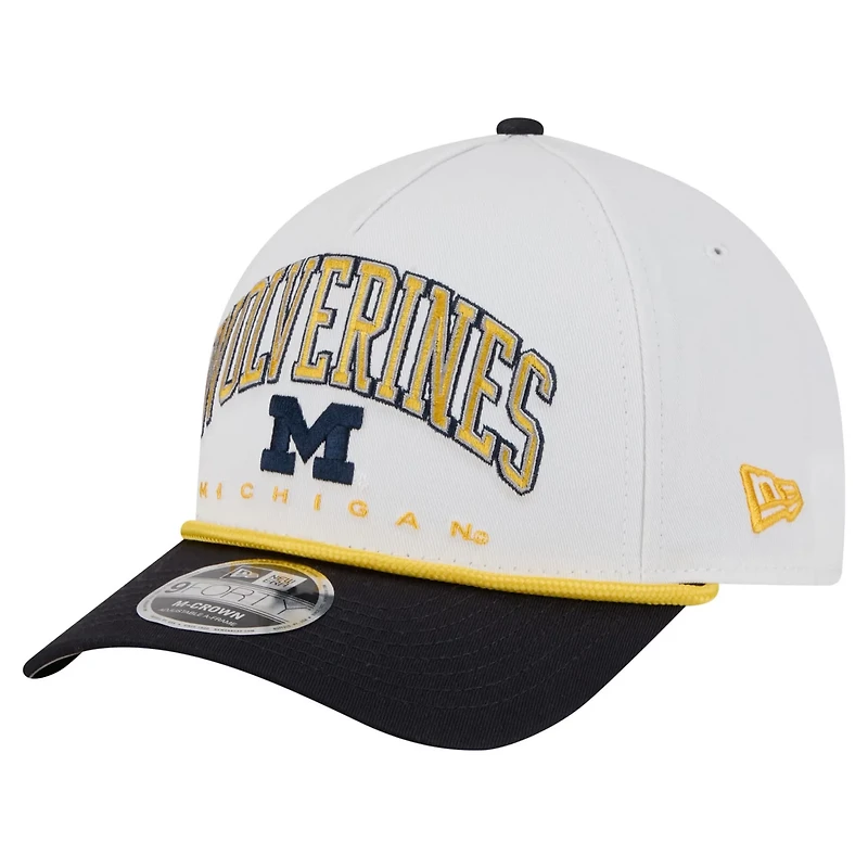 New Era Navy Michigan Wolverines Arch Two-Tone Rope 9FORTY A-Frame M-Crown Adjustable Hat