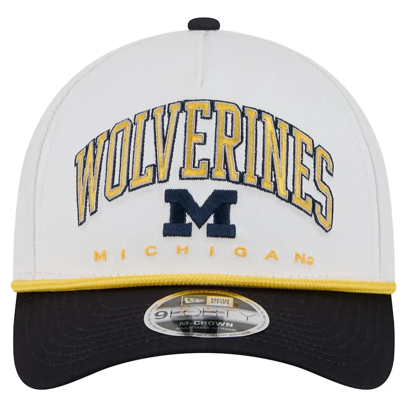 New Era Navy Michigan Wolverines Arch Two-Tone Rope 9FORTY A-Frame M-Crown Adjustable Hat