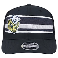 New Era /Navy Michigan Wolverines Striped 9SEVENTY Trucker Stretch-Snap Adjustable Hat