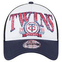 New Era Navy Minnesota Twins Distressed 9FORTY A-Frame Adjustable Trucker Hat