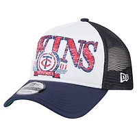 New Era Navy Minnesota Twins Distressed 9FORTY A-Frame Adjustable Trucker Hat