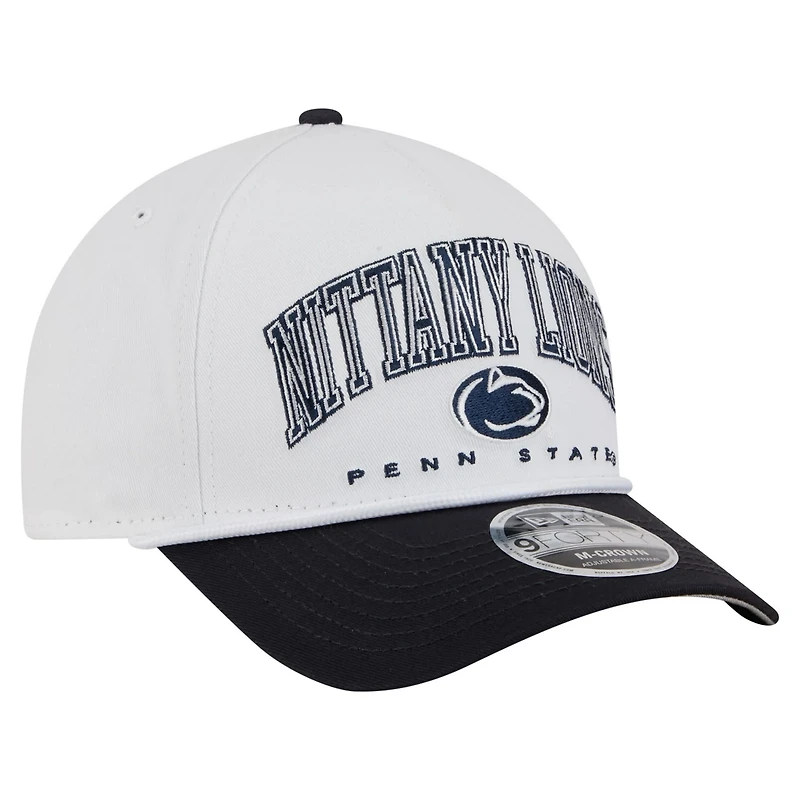New Era Navy Penn State Nittany Lions Arch Two-Tone Rope 9FORTY A-Frame M-Crown Adjustable Hat