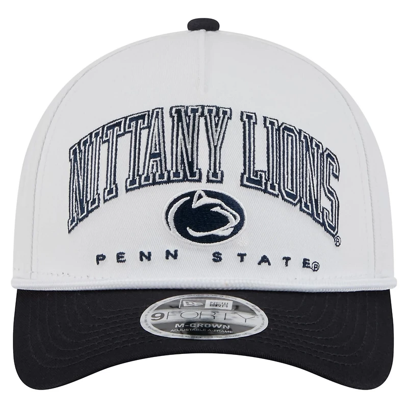 New Era Navy Penn State Nittany Lions Arch Two-Tone Rope 9FORTY A-Frame M-Crown Adjustable Hat