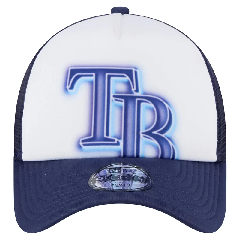 New Era Navy Tampa Bay Rays Painted A-Frame 9FORTY Trucker Adjustable Hat