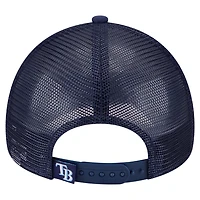 New Era Navy Tampa Bay Rays Painted A-Frame 9FORTY Trucker Adjustable Hat