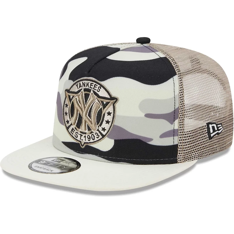 New Era New York Yankees Chrome Camo A-Frame 9FIFTY Trucker Snapback Hat