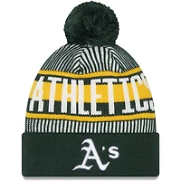 New Era Oakland Athletics Striped Cuffed Knit Hat with Pom
