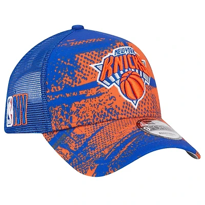 New Era Orange New York Knicks Tip Off A-Frame Trucker 9FORTY Adjustable Hat