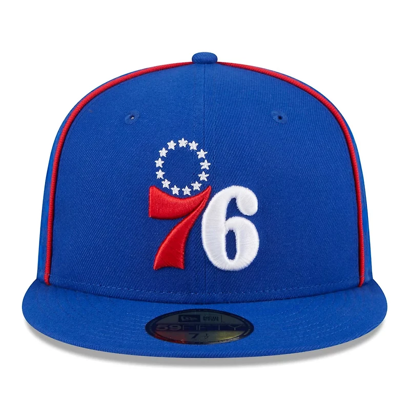 New Era Philadelphia 76ers Piped  Flocked 59Fifty Fitted Hat