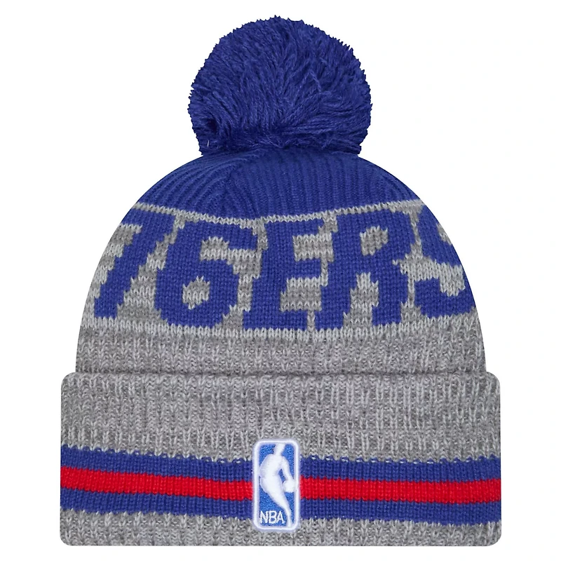 New Era Philadelphia 76ers Sport Night Runner Cuffed Knit Hat with Pom