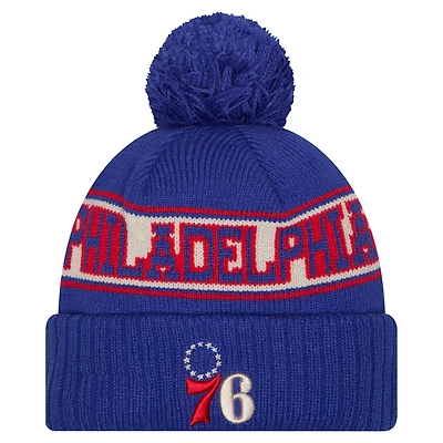 New Era Philadelphia 76ers Throwback Retro Cuffed Knit Hat with Pom