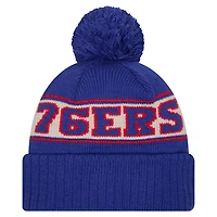New Era Philadelphia 76ers Throwback Retro Cuffed Knit Hat with Pom