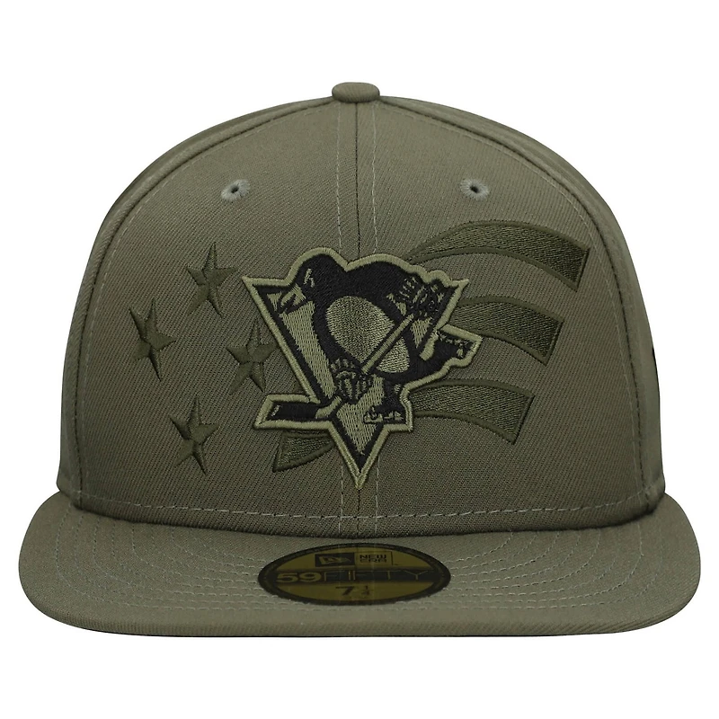 New Era Pittsburgh Penguins Military Appreciation Flag 59FIFTY Fitted Hat