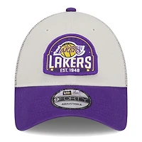 New Era Purple Los Angeles Lakers Throwback Patch Trucker 9FORTY Adjustable Hat
