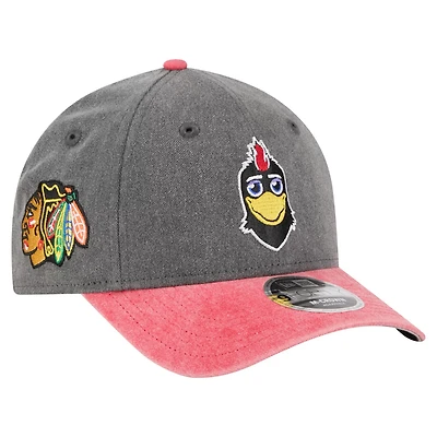 New Era Red Chicago hawks Mascot 2-Tone 9FORTY Adjustable Hat