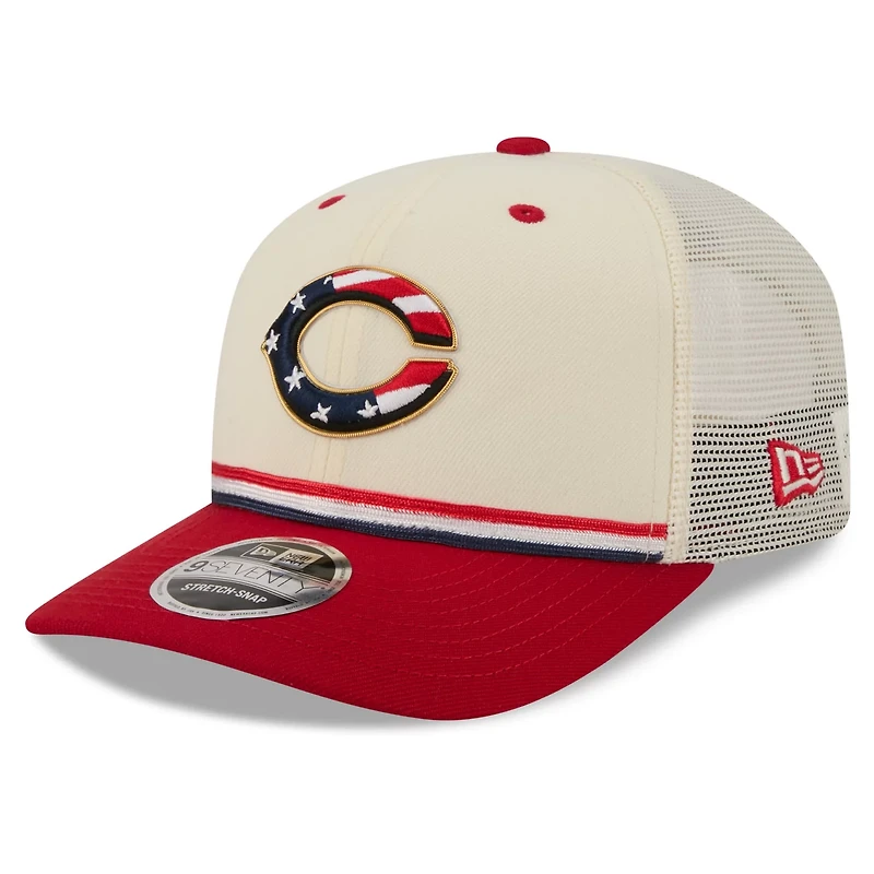 New Era Red Cincinnati Reds USA 250 Fourth of July 9SEVENTY Adjustable Trucker Hat