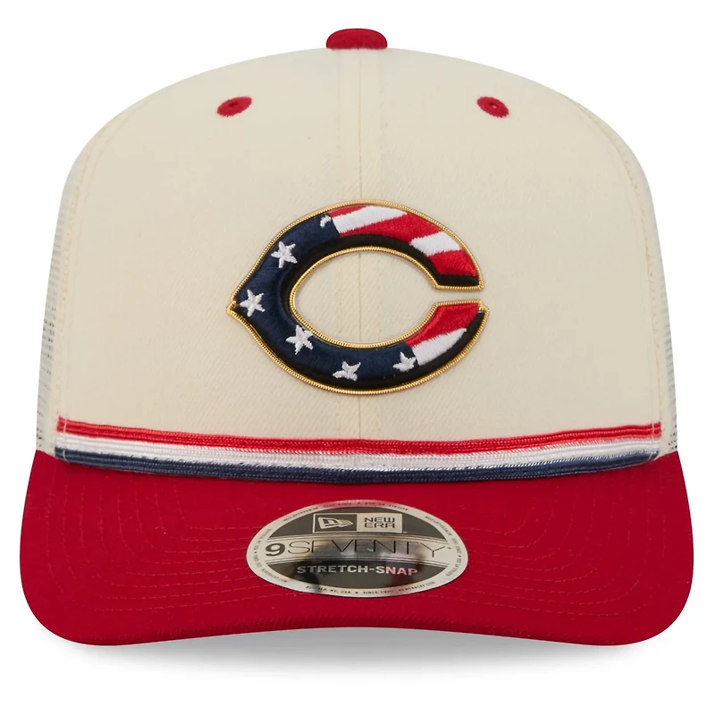 New Era Red Cincinnati Reds USA 250 Fourth of July 9SEVENTY Adjustable Trucker Hat