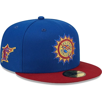 New Era /Red Florida Marlins Alternate Throwback Logo Primary Jewel Gold Undervisor 59FIFTY Fitted Hat