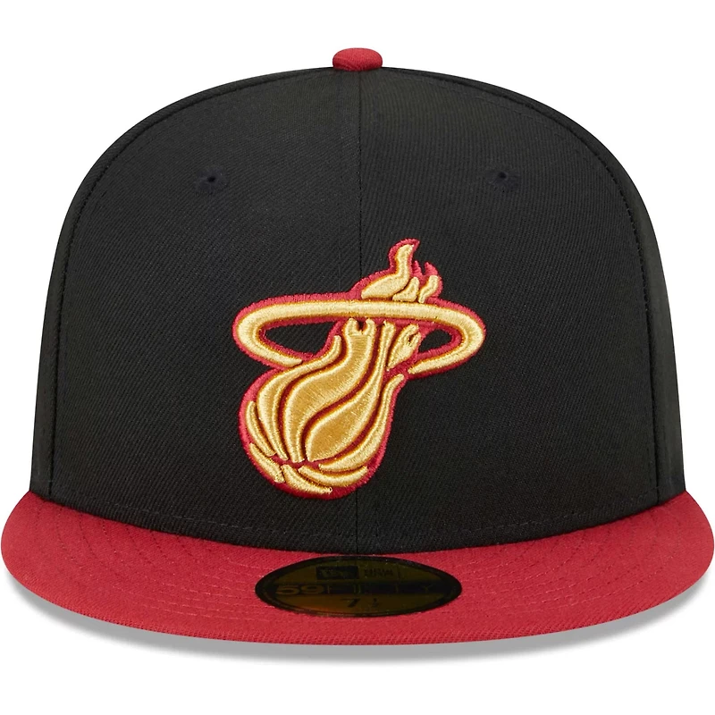 New Era Red Miami Heat Gameday Gold Pop Stars 59FIFTY Fitted Hat