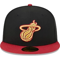 New Era Red Miami Heat Gameday Gold Pop Stars 59FIFTY Fitted Hat