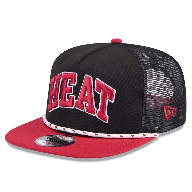 New Era Red Miami Heat Throwback Team Arch Golfer Snapback Hat