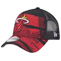 New Era Red Miami Heat Tip Off A-Frame Trucker 9FORTY Adjustable Hat