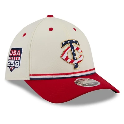 New Era Red Minnesota Twins USA 250 Fourth of July 39THIRTY M-Crown Flex Hat