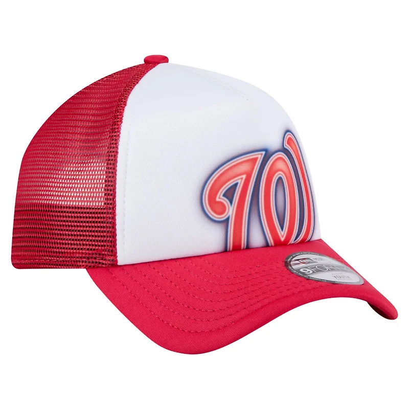 New Era Red Washington Nationals Painted A-Frame 9FORTY Trucker Adjustable Hat