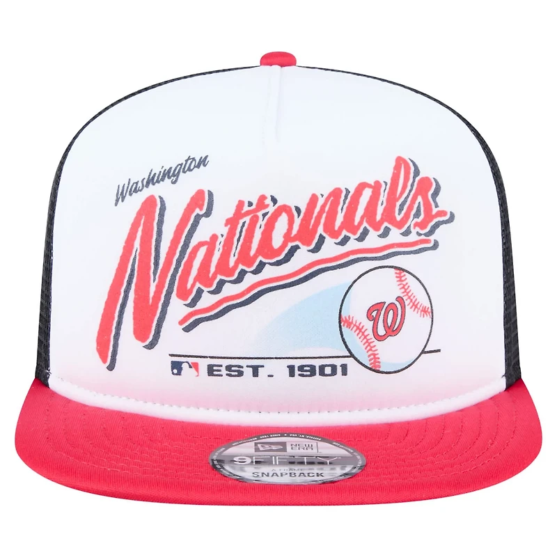 New Era Red Washington Nationals Retro Script Trucker 9FIFTY Snapback Hat