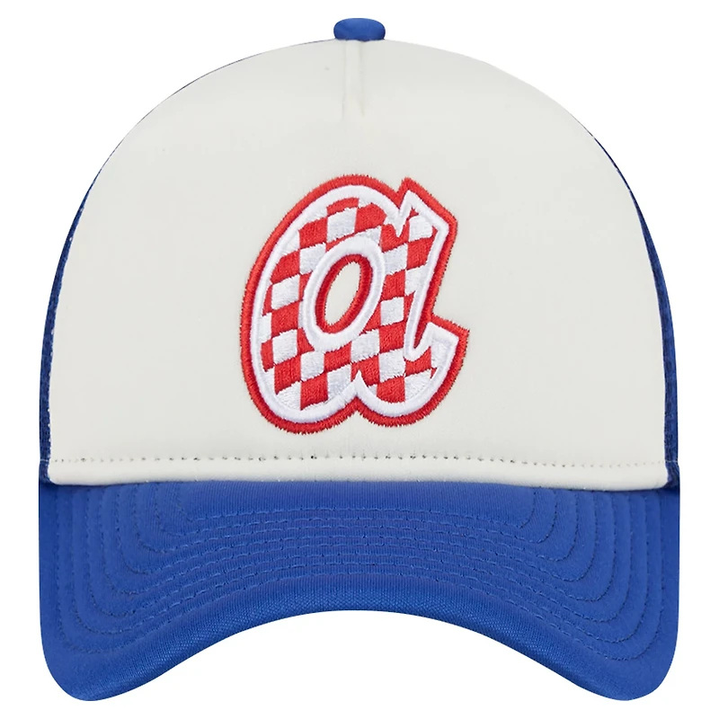 New Era Royal Atlanta Braves Checkered Flag A-Frame Trucker 9FORTY Adjustable Hat