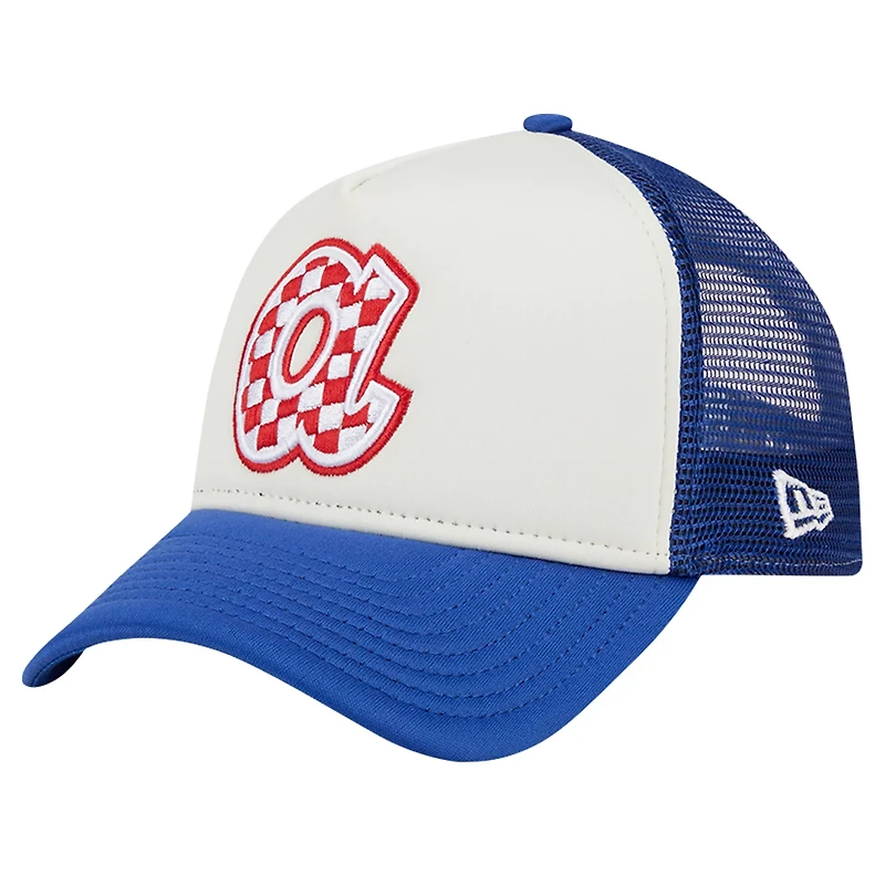 New Era Royal Atlanta Braves Checkered Flag A-Frame Trucker 9FORTY Adjustable Hat