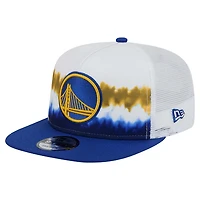 New Era Royal Golden State Warriors Dip-Dye 9FIFTY A-Frame Trucker Snapback Hat