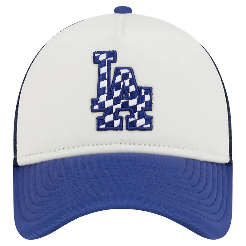 New Era Royal Los Angeles Dodgers Checkered Flag A-Frame Trucker 9FORTY Adjustable Hat