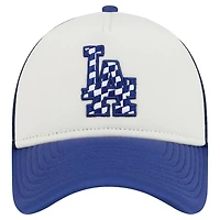 New Era Royal Los Angeles Dodgers Checkered Flag A-Frame Trucker 9FORTY Adjustable Hat