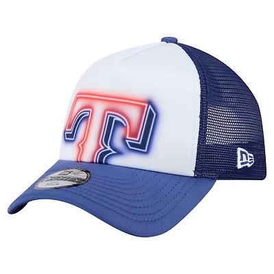 New Era Royal Texas Rangers Painted A-Frame 9FORTY Trucker Adjustable Hat