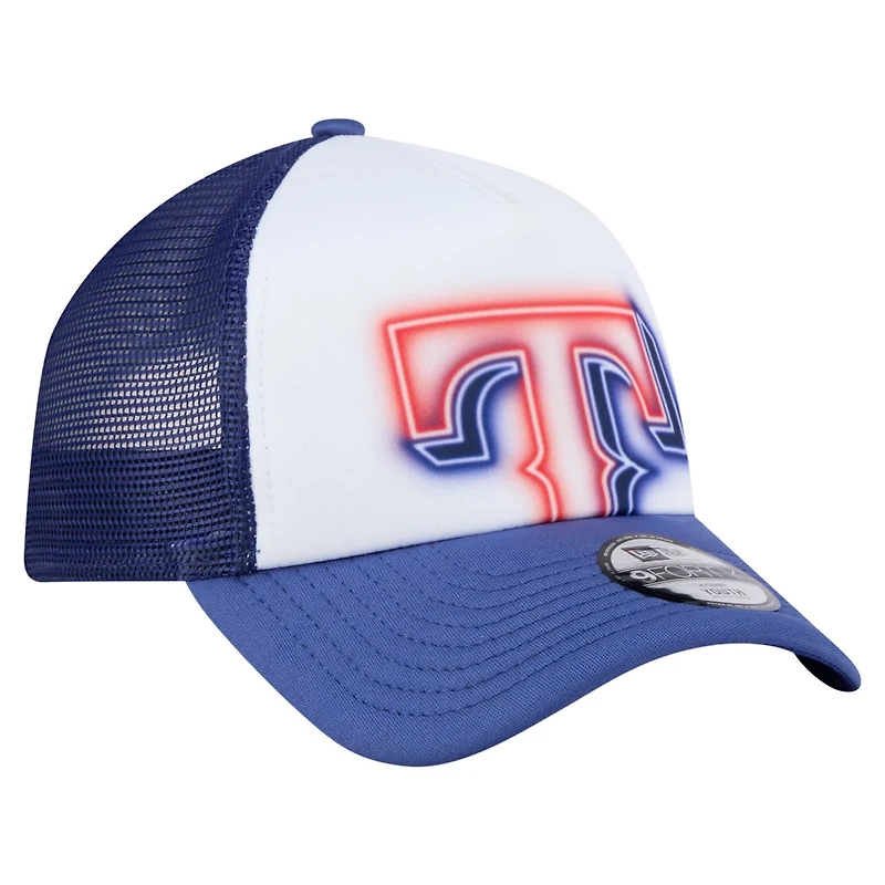New Era Royal Texas Rangers Painted A-Frame 9FORTY Trucker Adjustable Hat