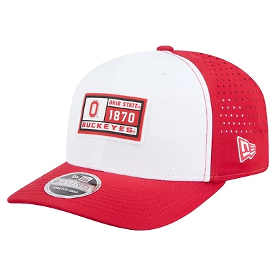 New Era Scarlet Ohio State Buckeyes Perforated Patched 9SEVENTY Adjustable Hat