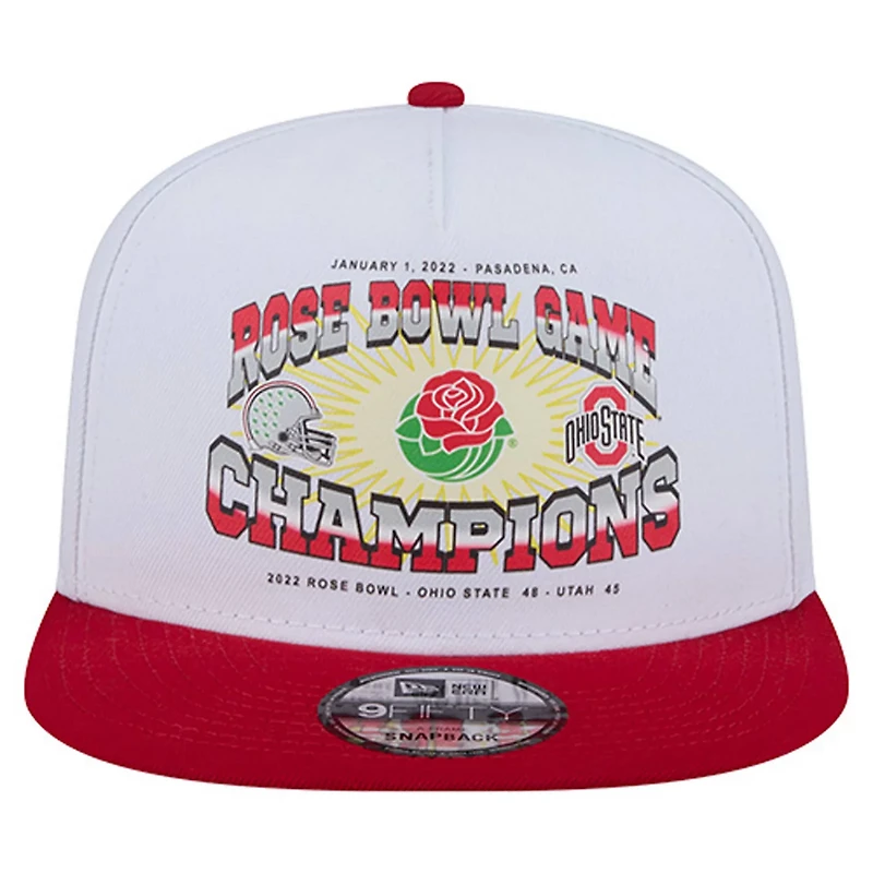 New Era Scarlet Ohio State Buckeyes Retro 2022 Rose Bowl Champions 9FIFTY A-Frame Snapback Hat