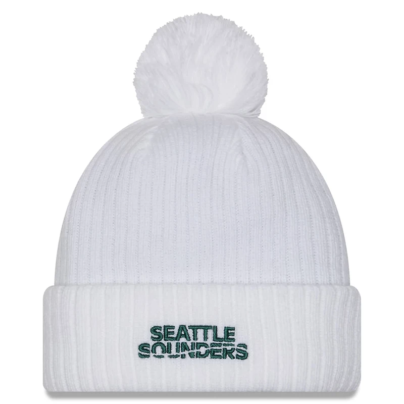New Era Seattle Sounders FC 2025 Jersey Hook Cuffed Knit Hat with Pom