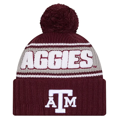 New Era Texas AM Aggies Bold Cuffed Knit Hat with Pom