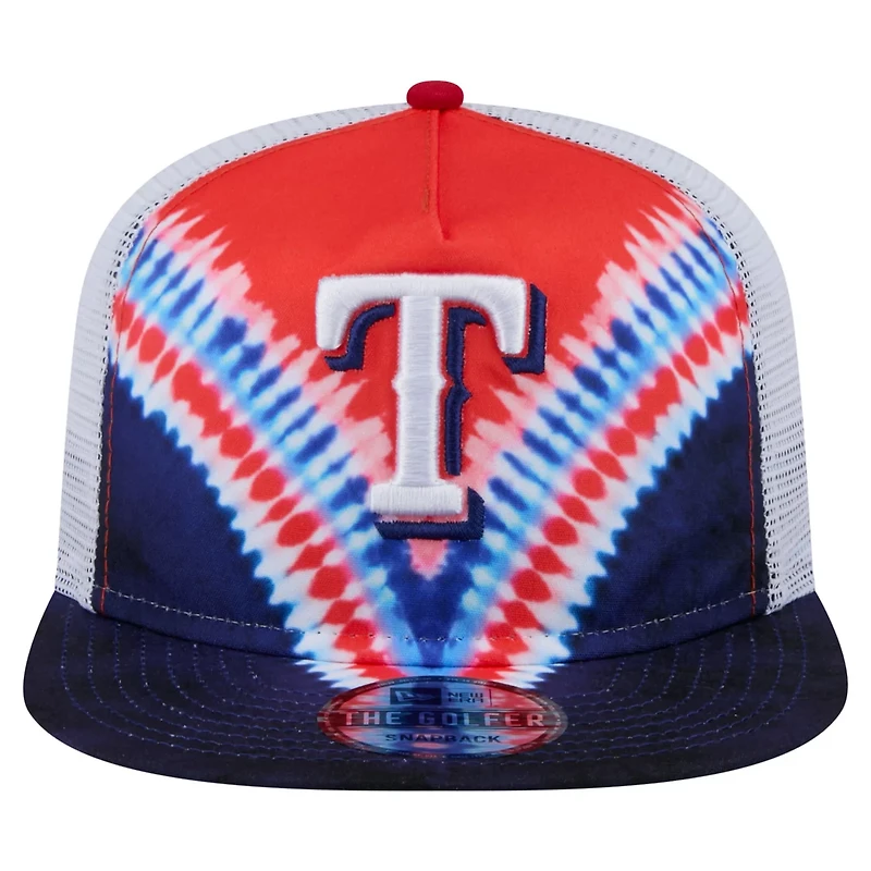 New Era Texas Rangers Tie-Dye Golfer Trucker Adjustable Hat