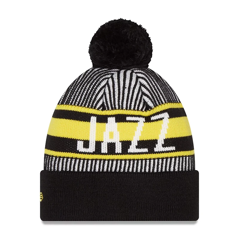 New Era Utah Jazz Striped Cuffed Pom Knit Hat