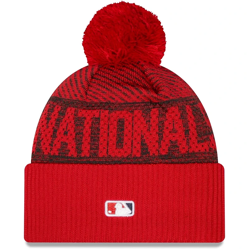 New Era Washington Nationals Authentic Collection Sport Cuffed Knit Hat with Pom